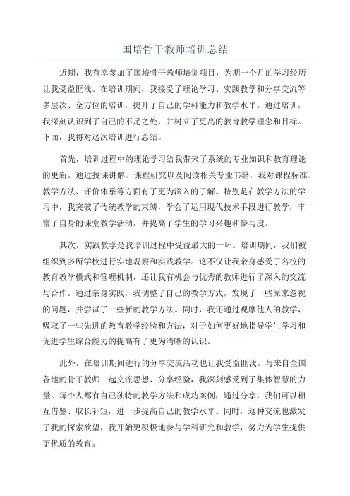 国培骨干教师培训总结