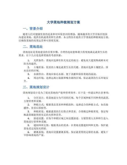 大学菜地种植规划方案