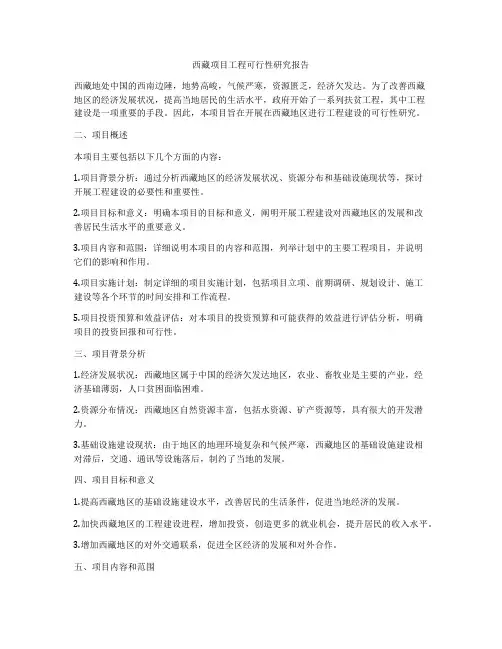 西藏项目工程可行性研究报告