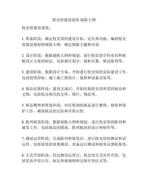 校史馆建设进度 展陈大纲