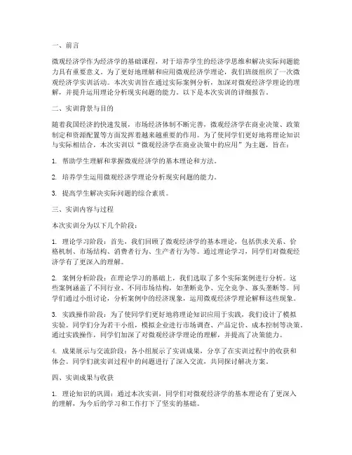 大学生微观经济学实训报告