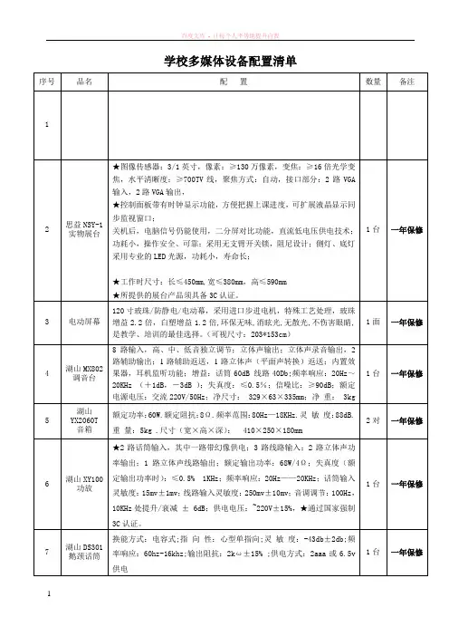 多媒体会议设备清单