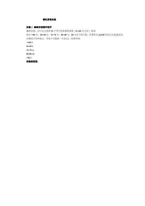 微机原理实验2 编程实现循环程序