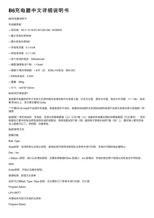 B6充电器中文详细说明书