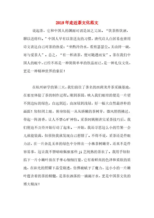 2019年走近茶文化范文