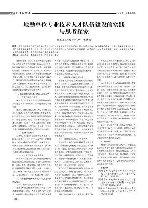 地勘单位专业技术人才队伍建设的实践与思考探究