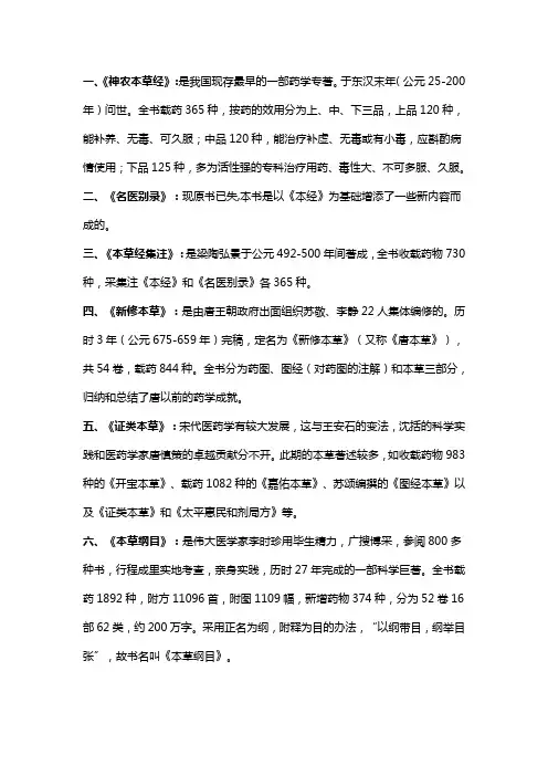 古代药学经典