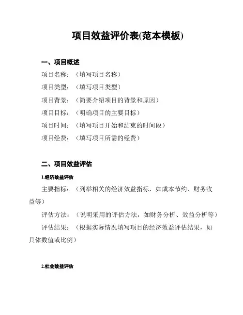 项目效益评价表(范本模板)