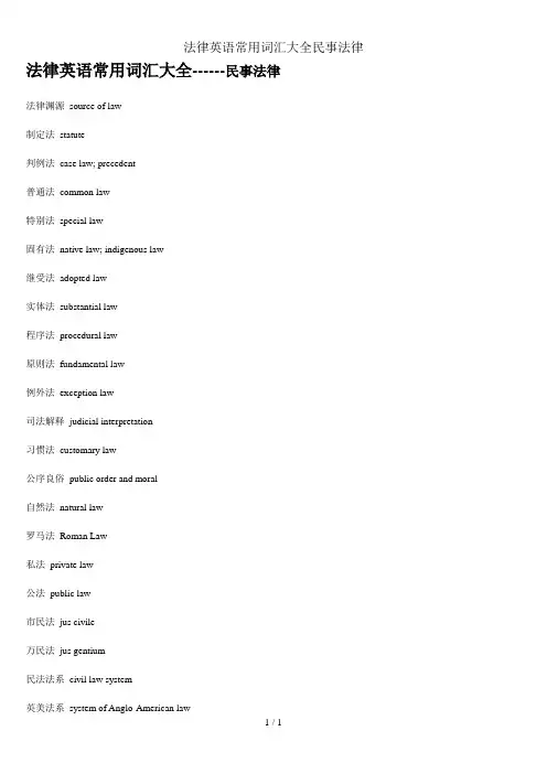 法律英语常用词汇大全民事法律