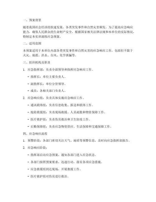 实训演练应急预案范文