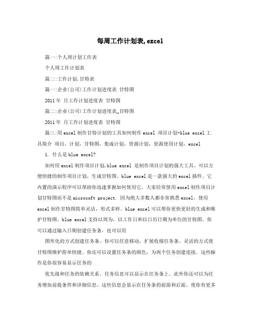 每周工作计划表,excel