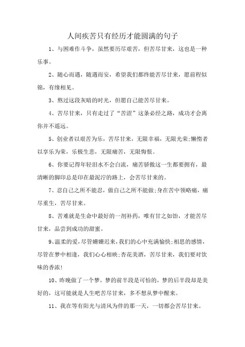 人间疾苦只有经历才能圆满的句子