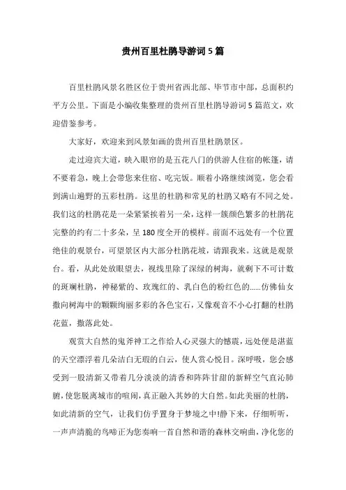 贵州百里杜鹃导游词5篇