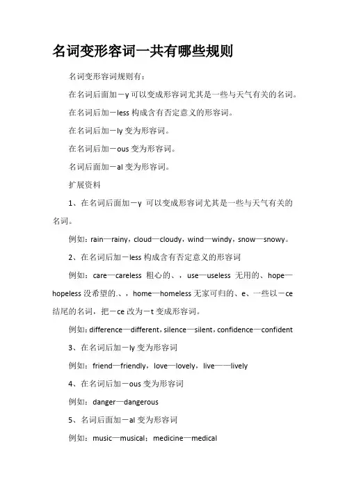 名词变形容词一共有哪些规则