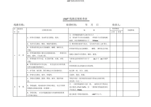 10kV线路巡视检查表格