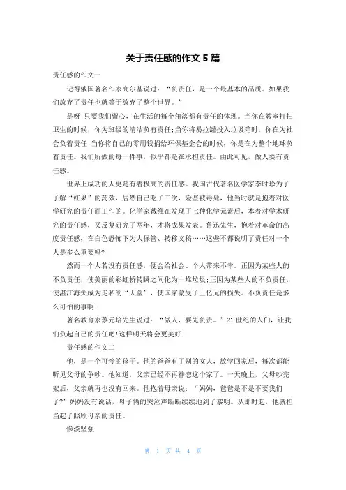 关于责任感的作文5篇