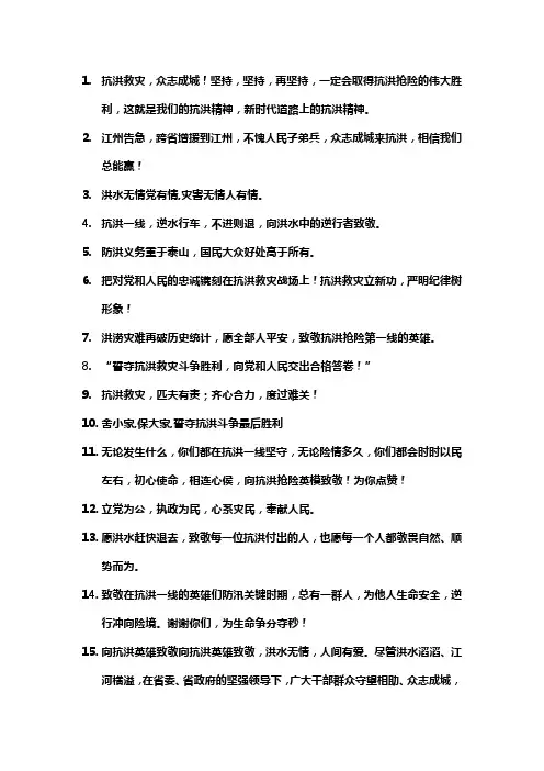 中华民族抗洪精神的名言警句