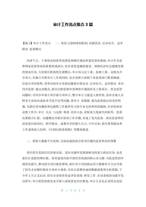 审计工作亮点集合3篇