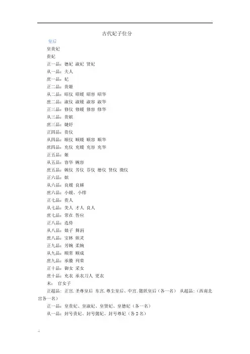 古代妃子位分