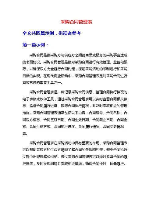 采购合同管理表