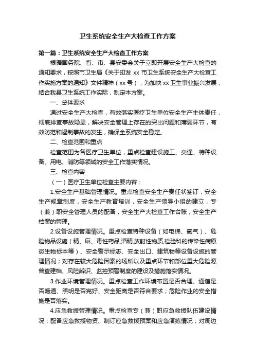 卫生系统安全生产大检查工作方案