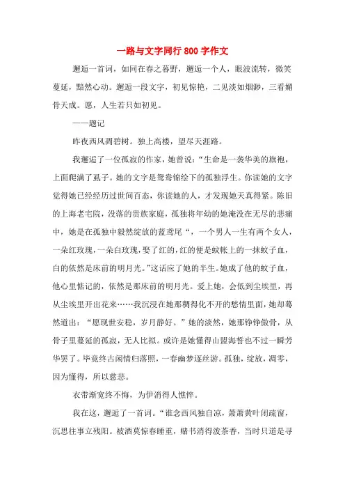 一路与文字同行800字作文