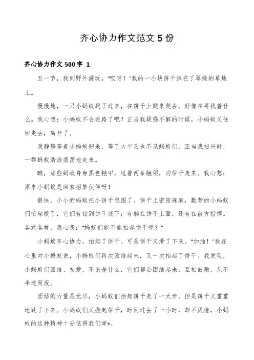齐心协力作文范文5份