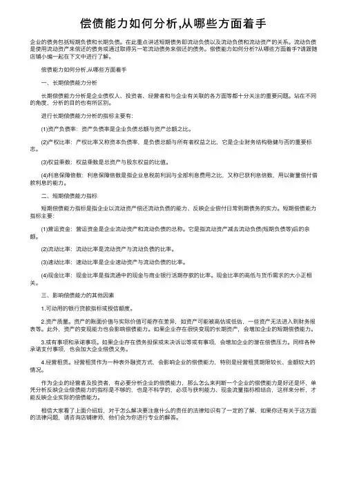 偿债能力如何分析,从哪些方面着手