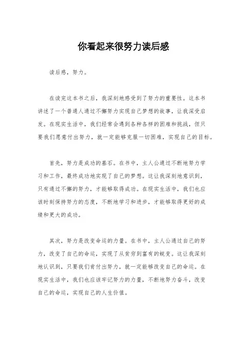 你看起来很努力读后感