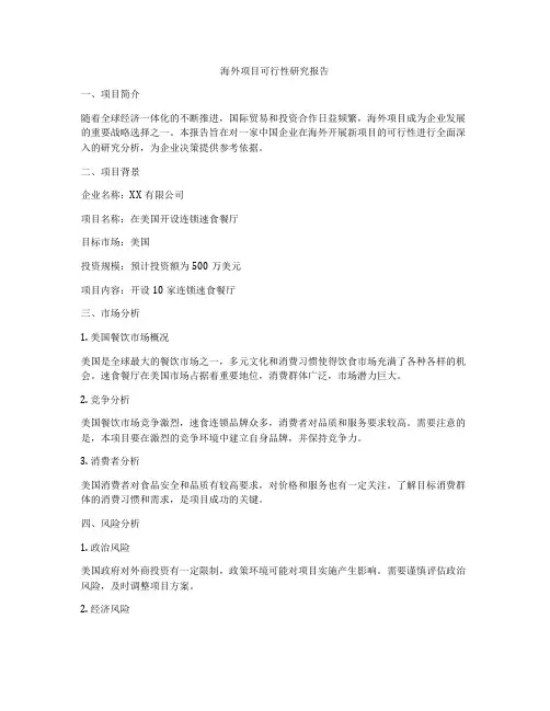 海外项目可行性研究报告