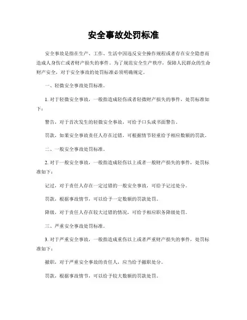 安全事故处罚标准