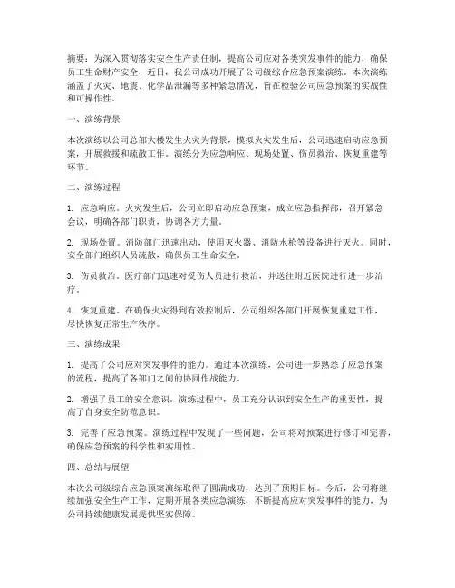 公司级综合应急预案演练