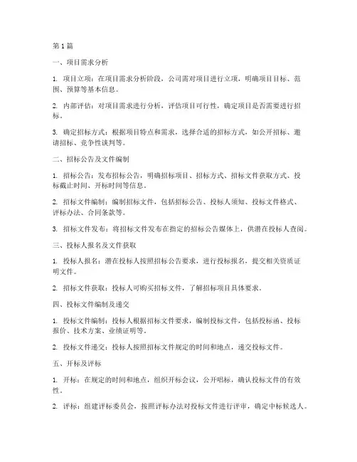 正常公司招标流程(3篇)