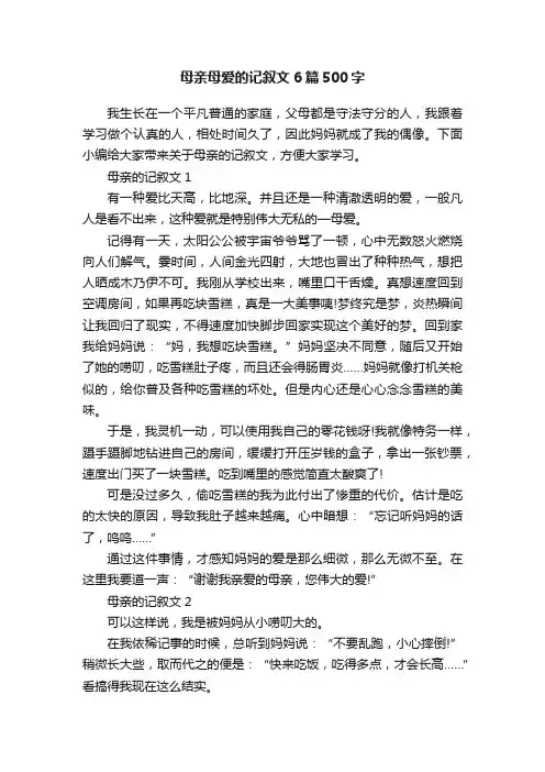 母亲母爱的记叙文6篇500字