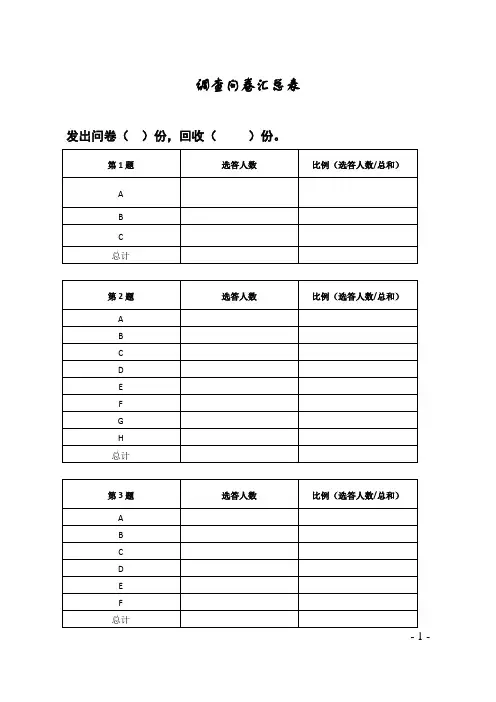 问卷调查统计汇总