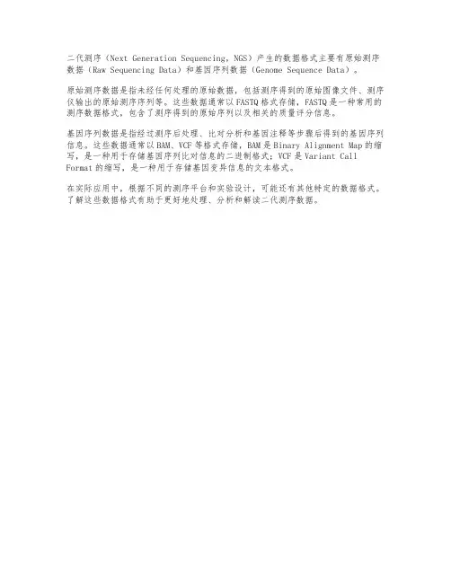 二代测序数据格式
