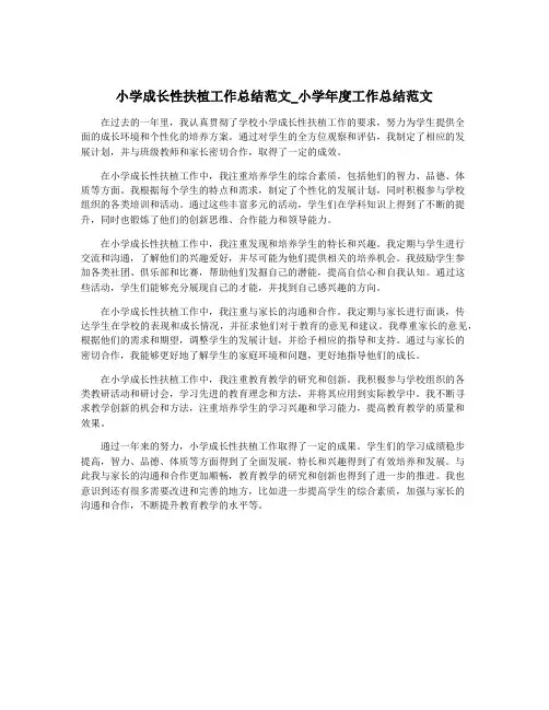 小学成长性扶植工作总结范文_小学年度工作总结范文