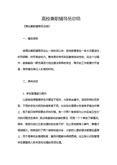 高校兼职辅导员总结