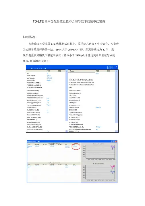 TD-LTE功率分配参数设置不合理导致下载速率低案例