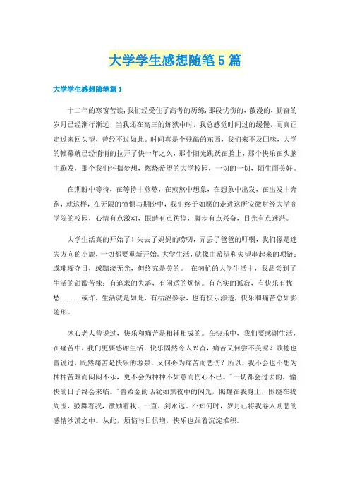 大学学生感想随笔5篇