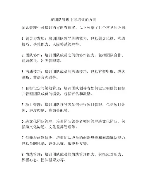 在团队管理中可培训的方向