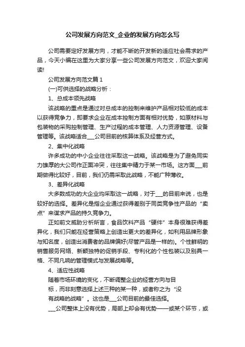 公司发展方向范文_企业的发展方向怎么写