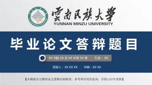 云南民族大学 开题报告论文答辩精美框架式PPT模板