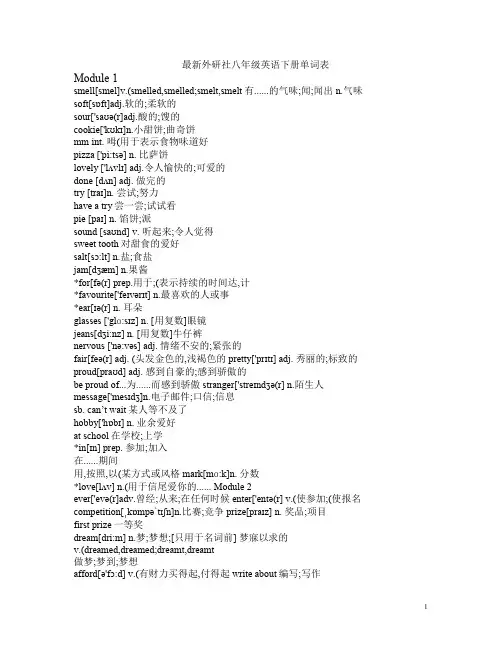 2020最新外研版八年级英语(下册)单词表汇总[带音标)