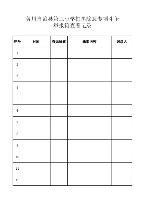 扫黑除恶专项斗争举报箱线索记录