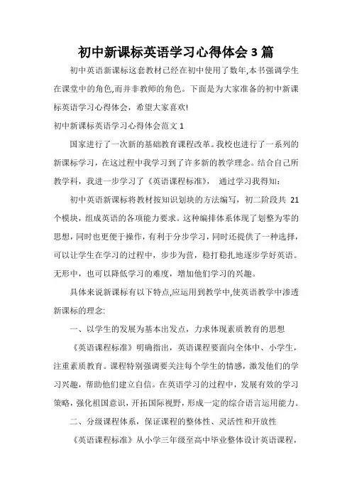  初中新课标英语学习心得体会3篇