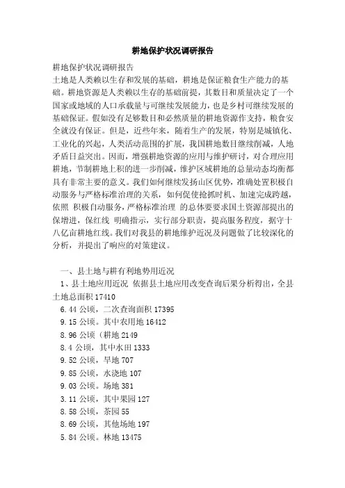 耕地保护状况调研报告