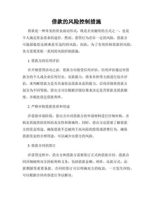 借款的风险控制措施