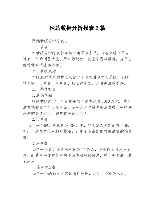 网站数据分析报表2篇