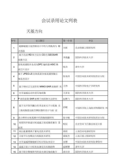 临近空间方向-高分辨率对地观测学术年会讲课讲稿